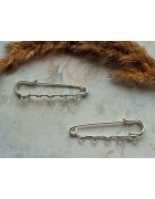 Основа для броши с 5 петлями. Цвет серебро. 7 см